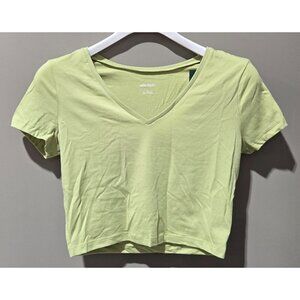 Wild Fable Women's SIze XL Sage Green V-Neck Short Sleeve Crop Top T-Shirt